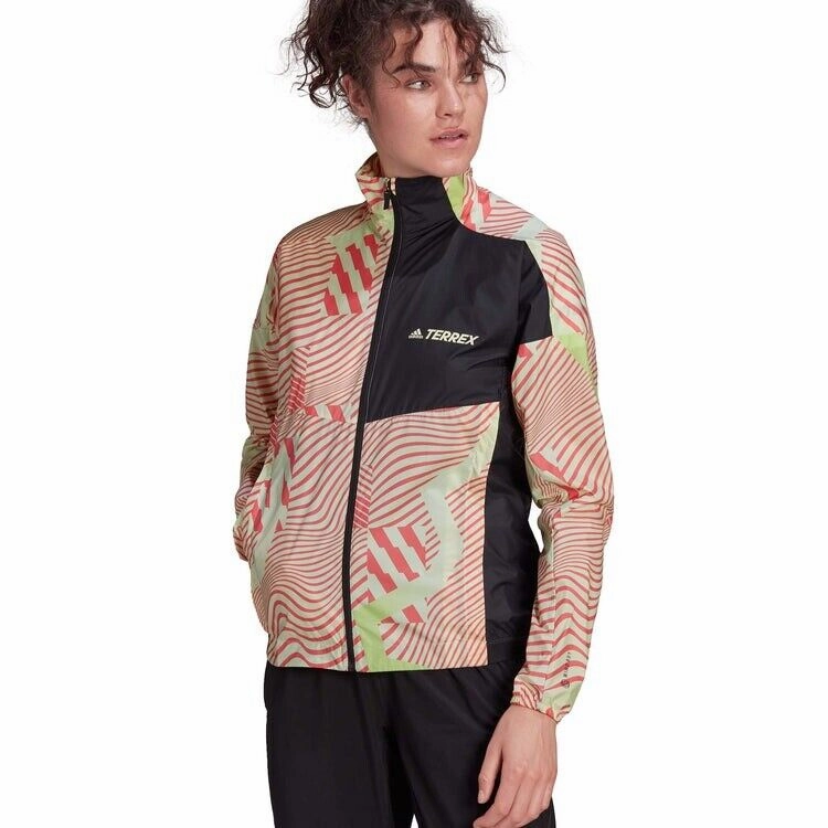 adidas Womens Trail Running Windbreaker Jacket Lime Warm Core evening