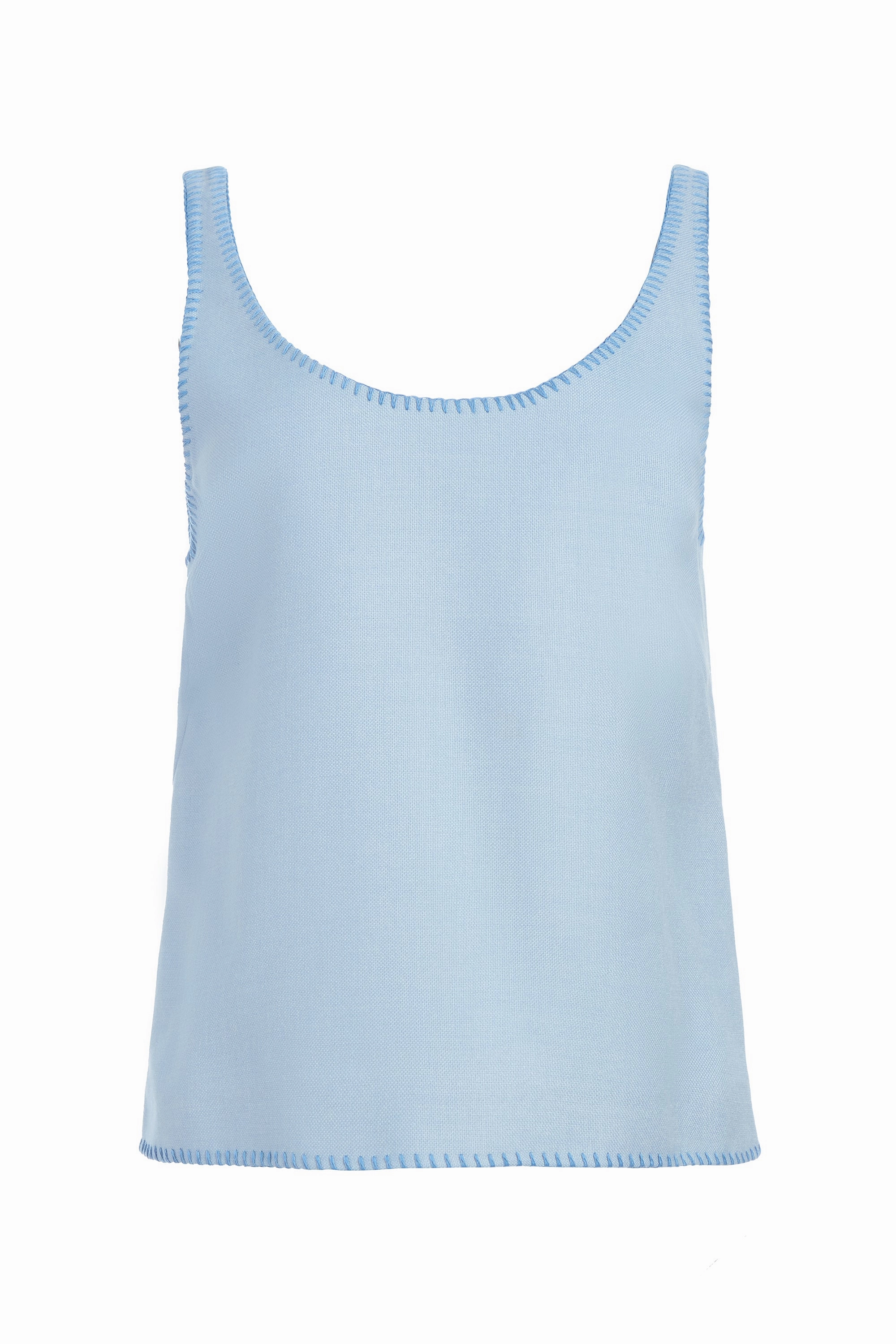 Muriel Tank Top in Stone Blue Silk Virgin Wool Sharp Comfort Perfect Layers