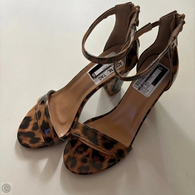 Wide Strap Heels Shoes Heels Block By Top Moda In Animal Print, Size: 8