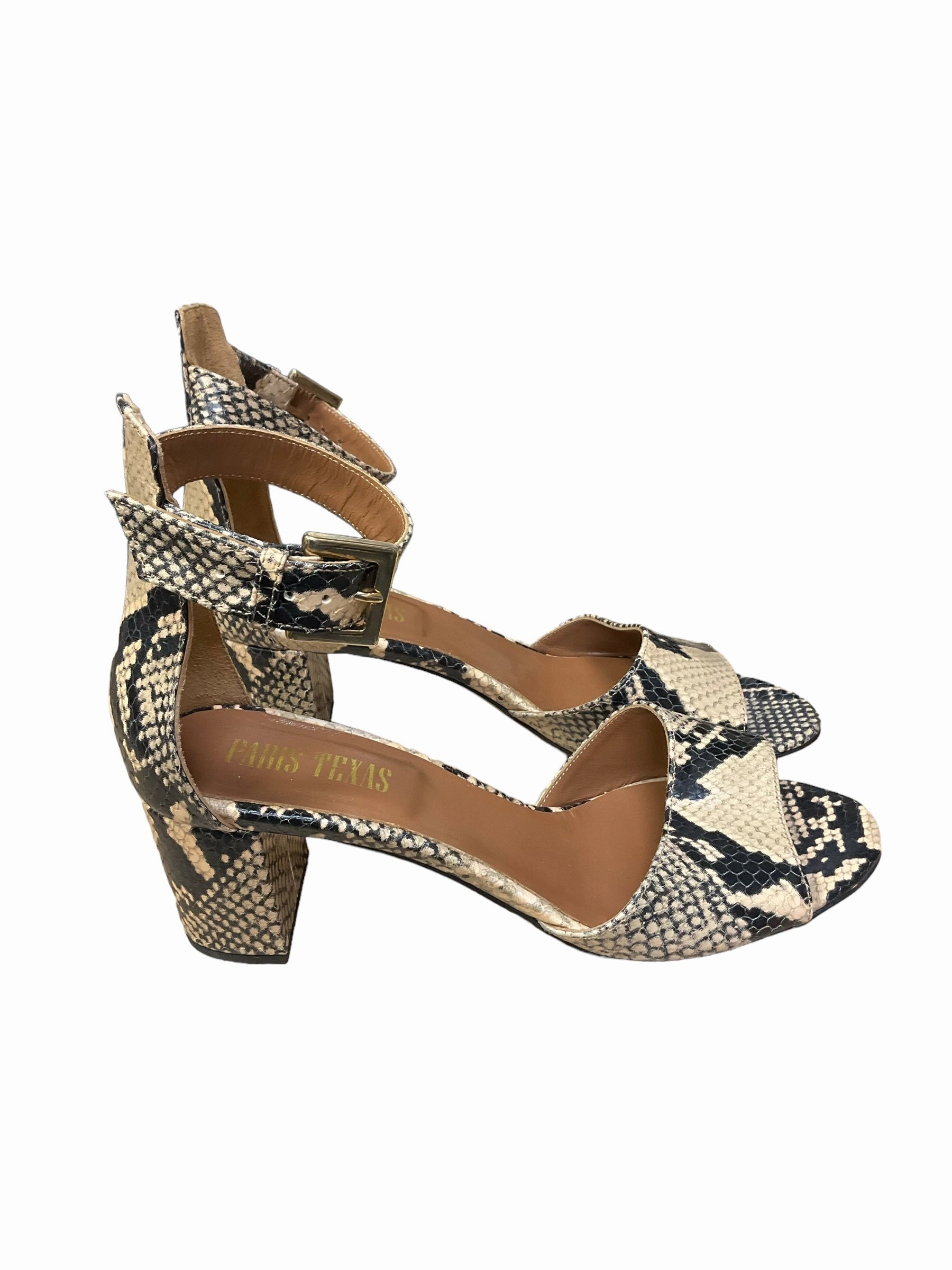 Classy Sandals Animal Print Shoes Heels Block Cma, Size 7