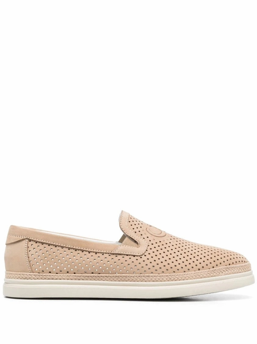 Canvas Clear Steps Perforated Leather Slip-On Loafers