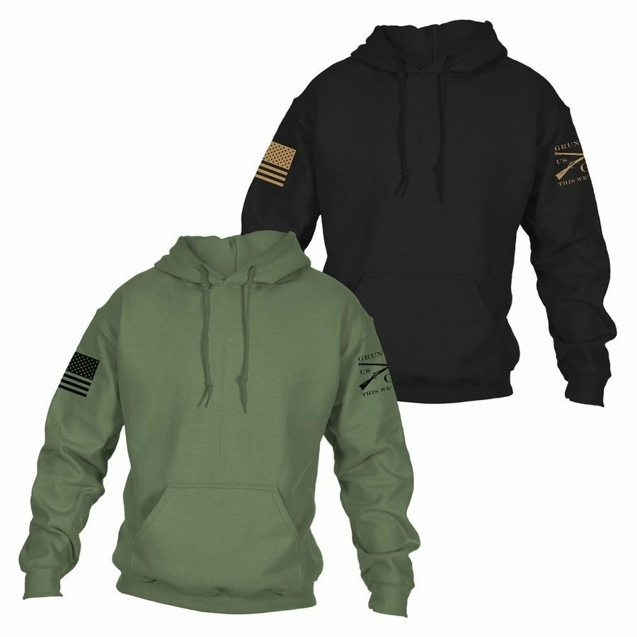 Standard Issue Core Basic Hoodie 2 Pack - Black & Military Green Soft Apparel