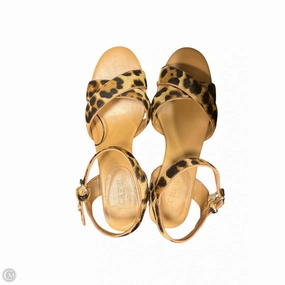 Peep Toe Sandals for Party Shoes Heels Block By J. Crew In Animal Print, Size: 7.5
