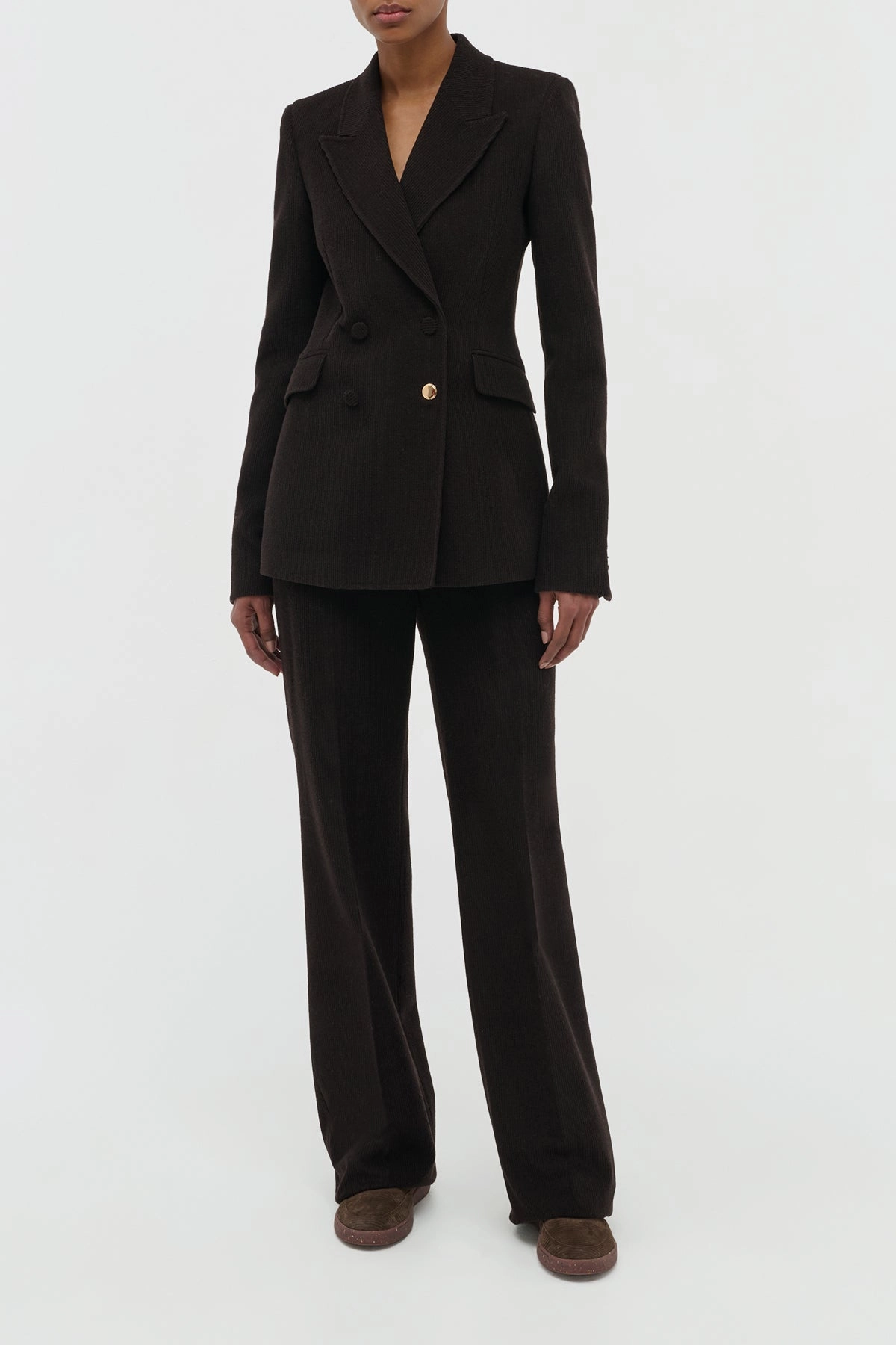 Stephanie Blazer in Chocolate Fine Cashmere Corduroy Durable stitching details