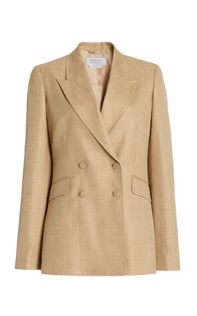 Stephanie Blazer in Hay Virgin Wool and Silk Linen Comfortable Layers