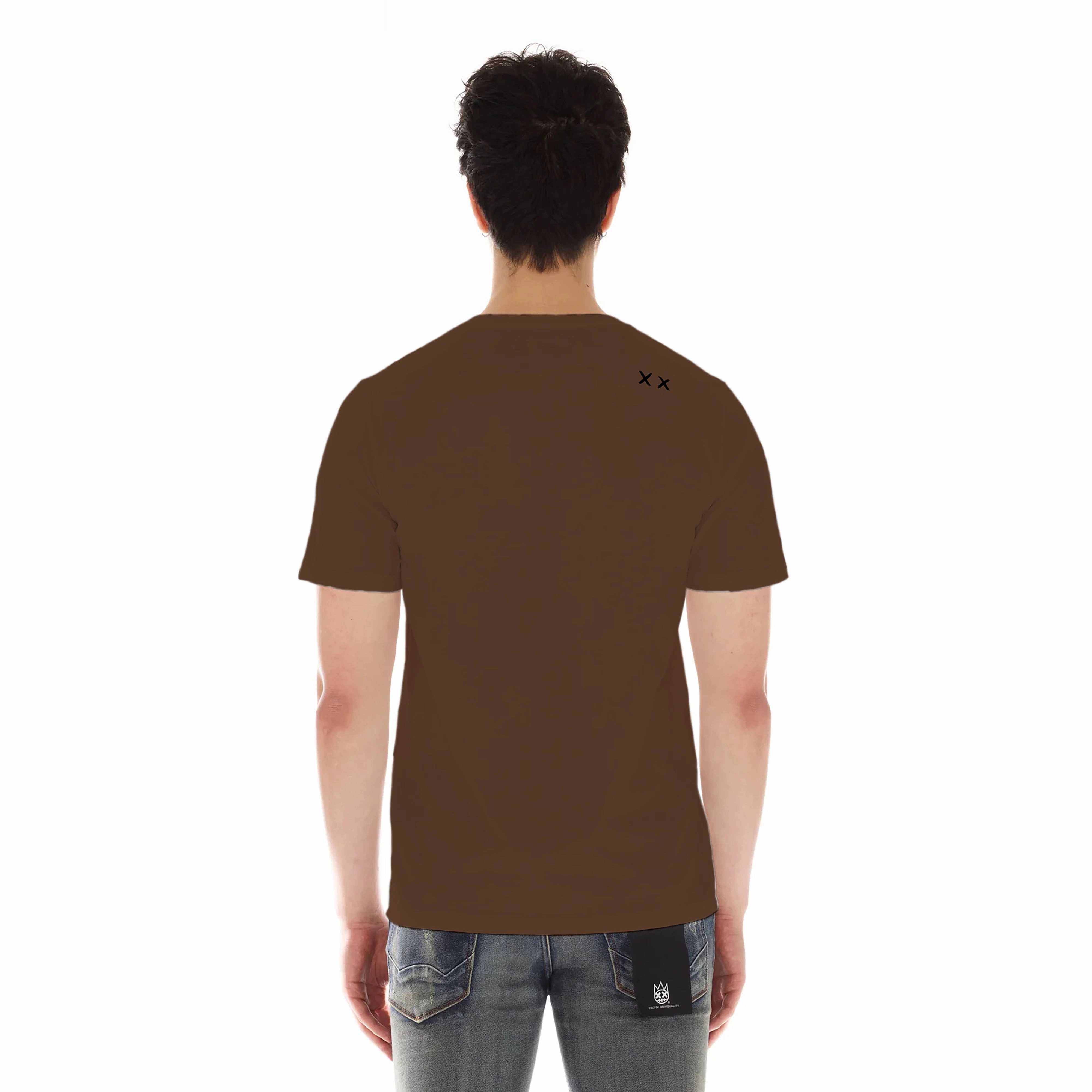 Temperature Control Fabric NoSideSeam Cult's Short Sleeve Crew Neck Tee "Cult Tour" in Brown