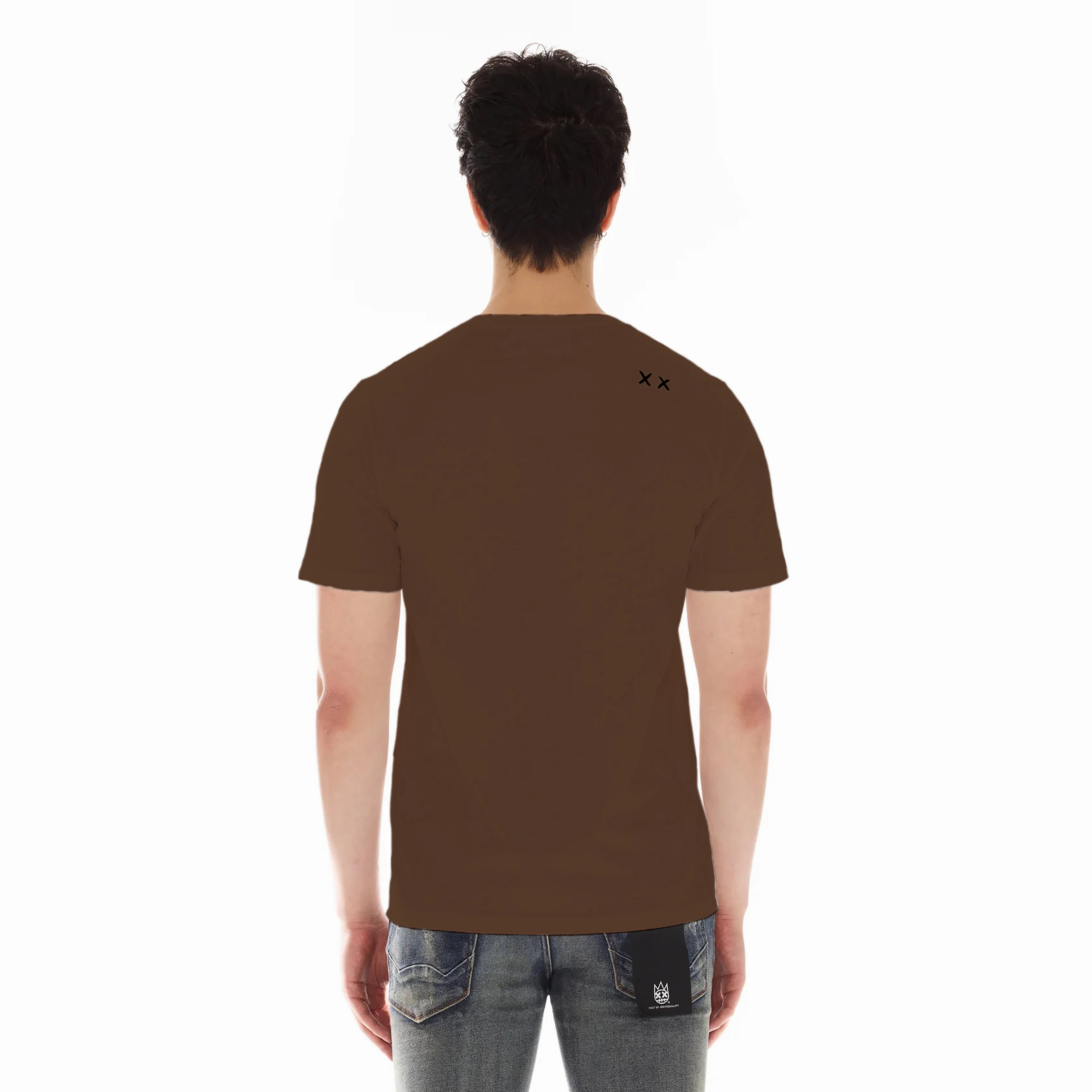 Cult's Short Sleeve Crew Neck Tee "Cult Tour" in Brown Sporty Look Wear