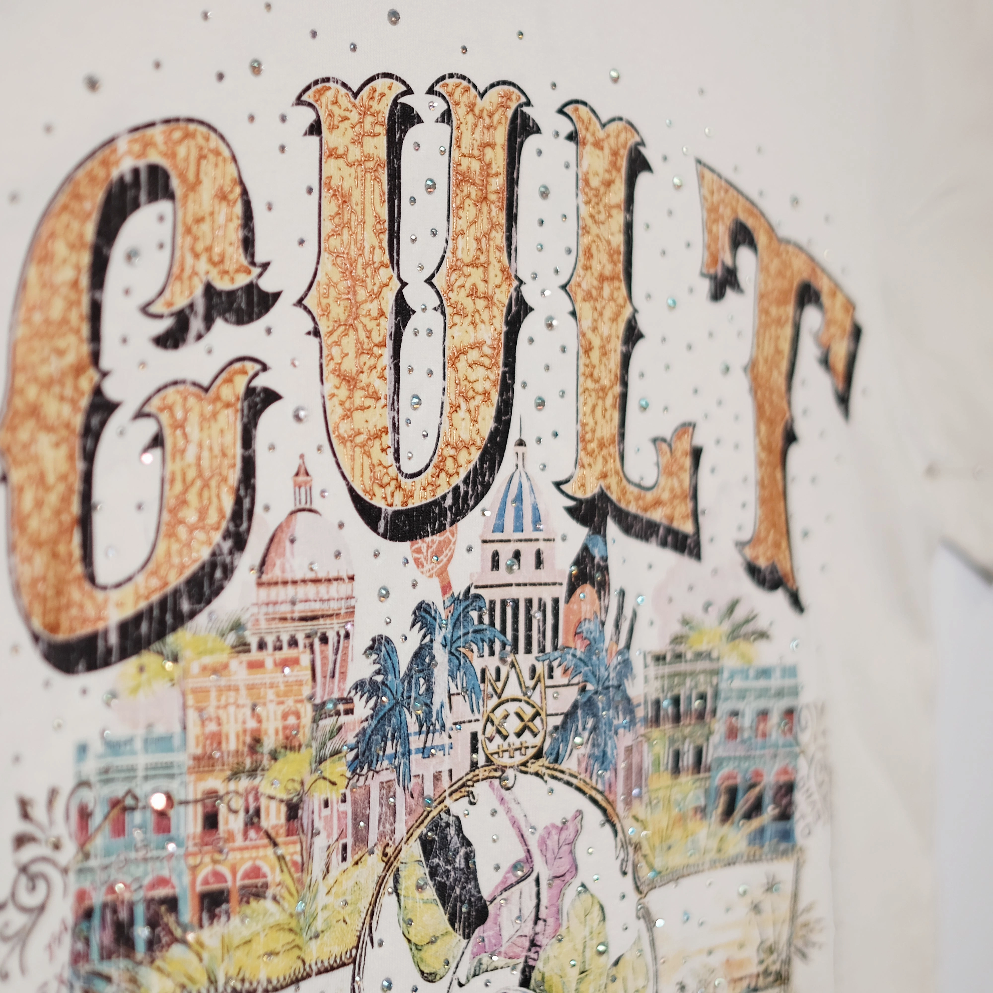 Cult's Crystallized Limited Edition Heavyweight Short Sleeve Crew Neck Tee "Cuba" in Winter White futuristic Garment Dyed Finish