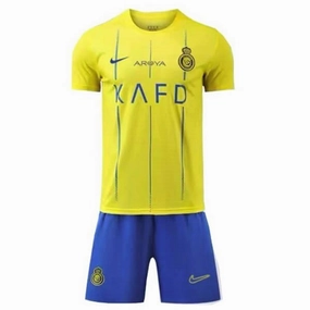 Al Nassr Kids Home Kit  2023-24 Full Set Shirt & Shorts Quick Release Hem Cozy Performance
