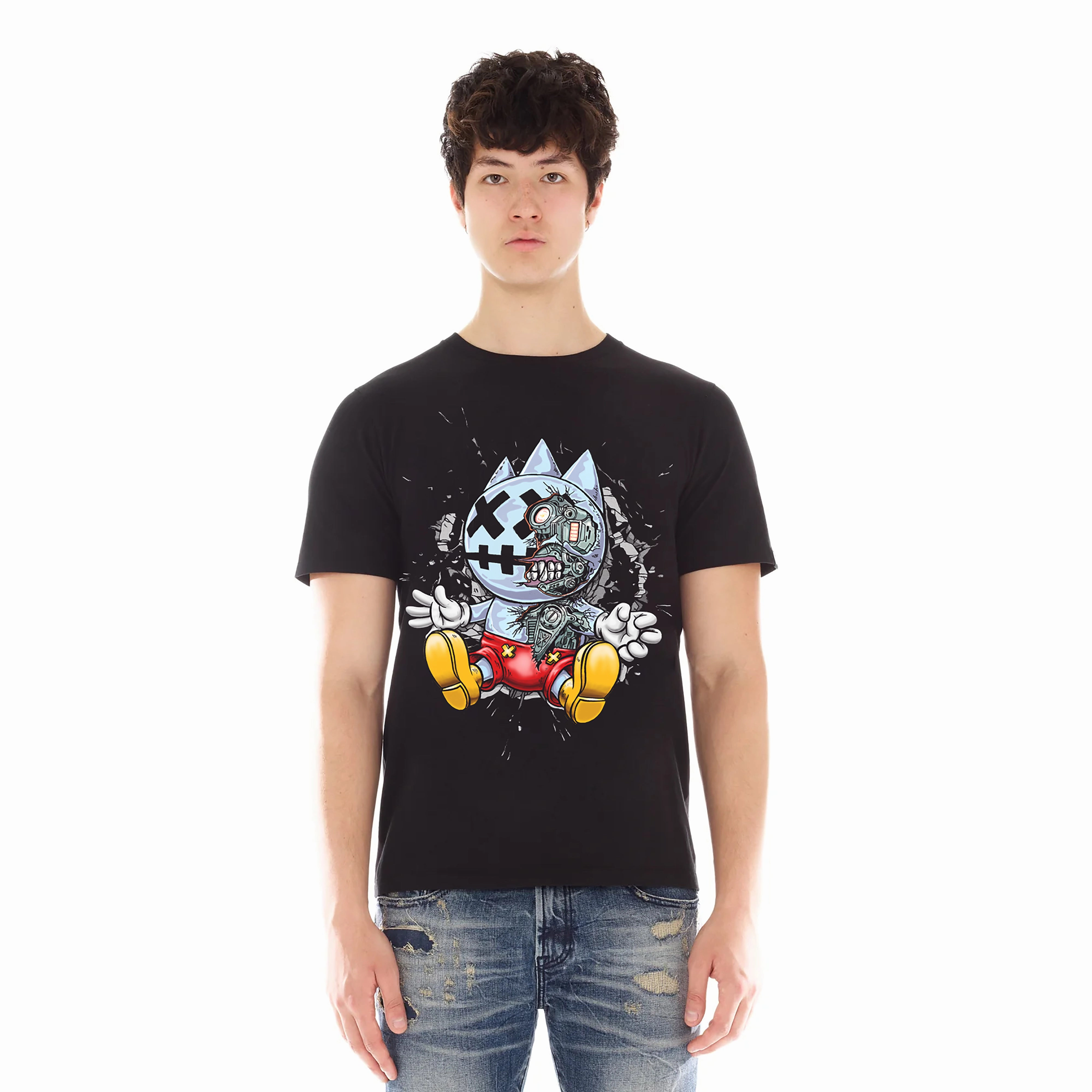 Lightweight Material Breathable Comfort Wear Cult's Short Sleeve Crew Neck Tee "Cult x Mickey" in Black