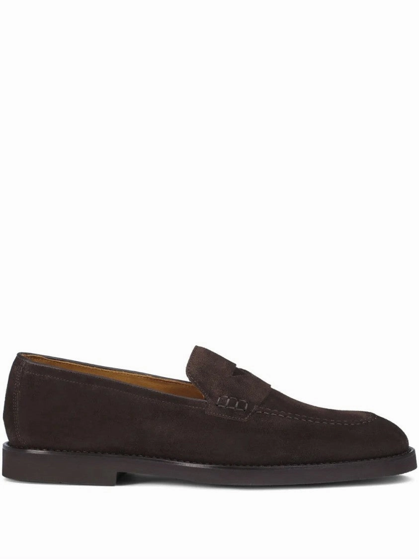 Brown Suede Loafers With Timeless Elegance Heel Fit