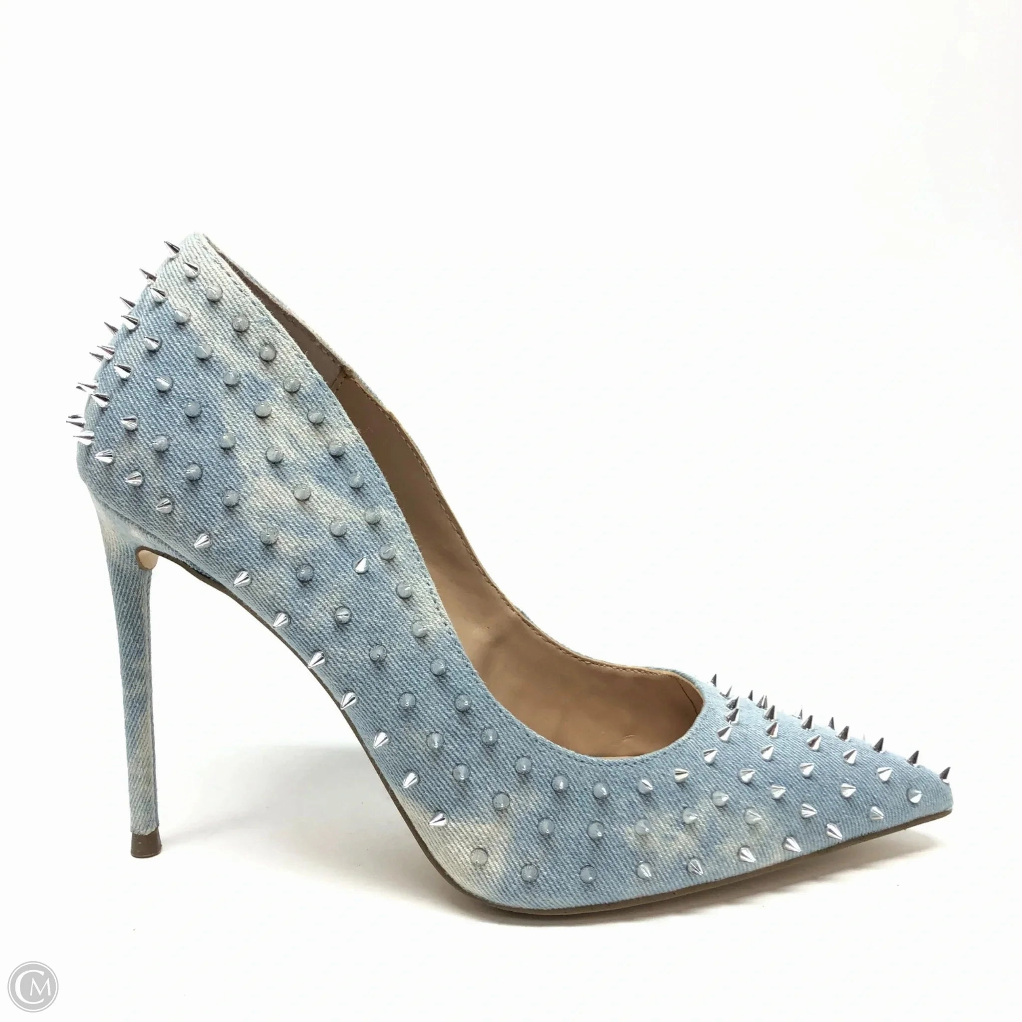 Slip On Shoes Heels Stiletto By Steve Madden In Blue Denim, Size: 8