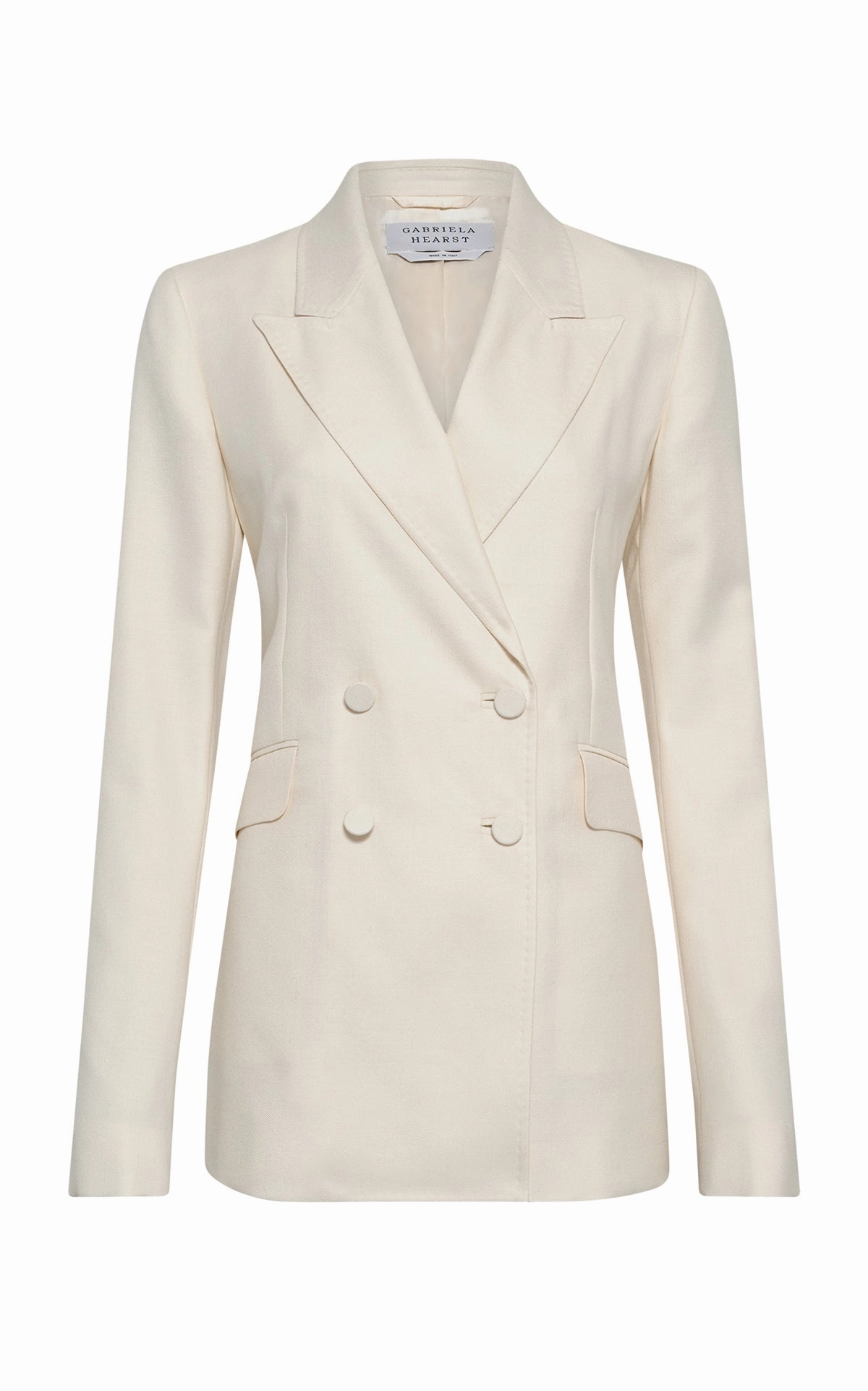Angela Blazer in Ivory Virgin Wool Silk with Linen Work Fit