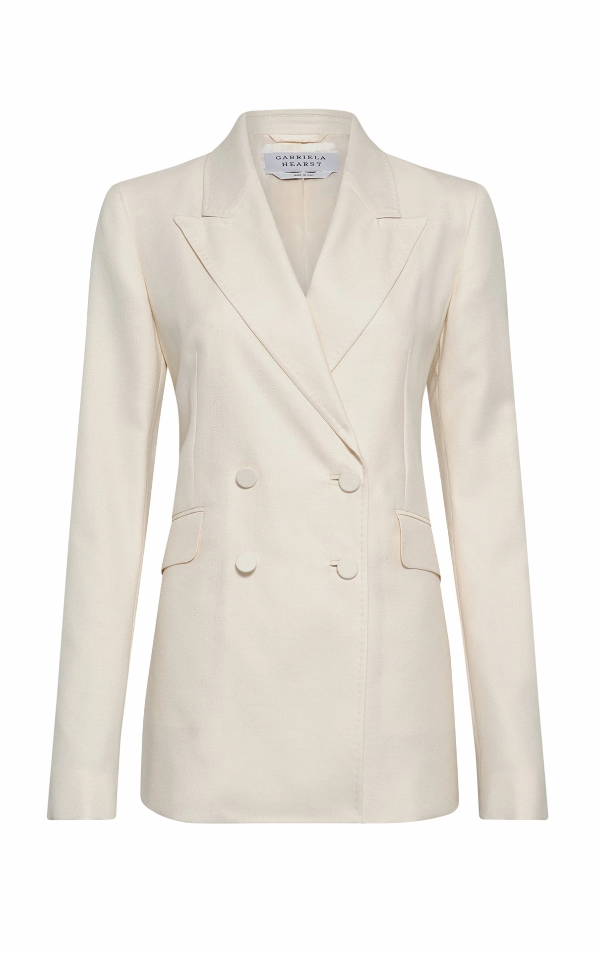 Chic Work Outfit Sleek and Elegant Angela Blazer in Ivory Virgin Wool Silk with Linen
