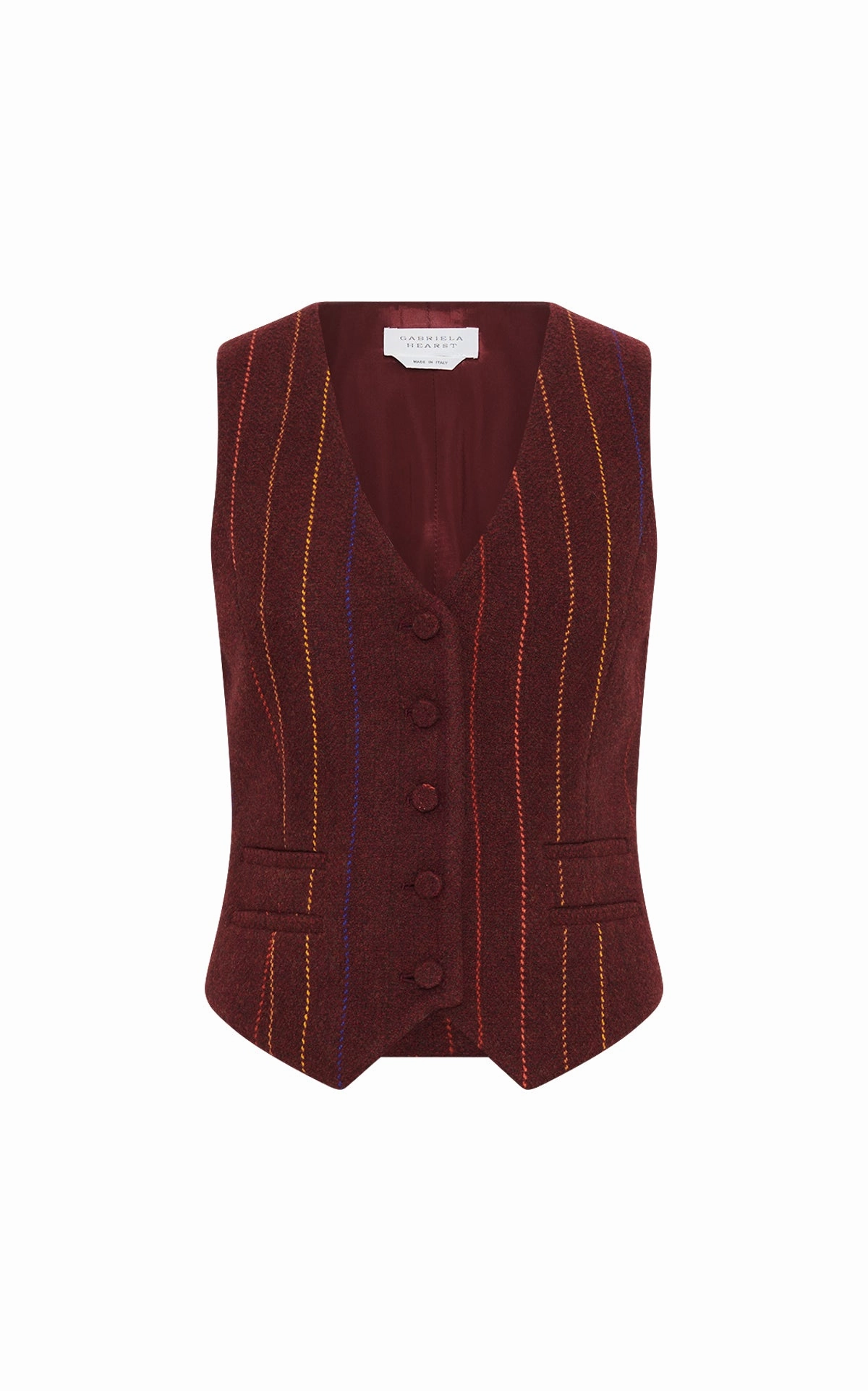 Coleridge Vest in Burnt Sienna Multi Pinstripe Wool Cashmere Elegant Wearability