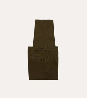 Timeless Utility Brown Textured Cotton Flat Front Chino