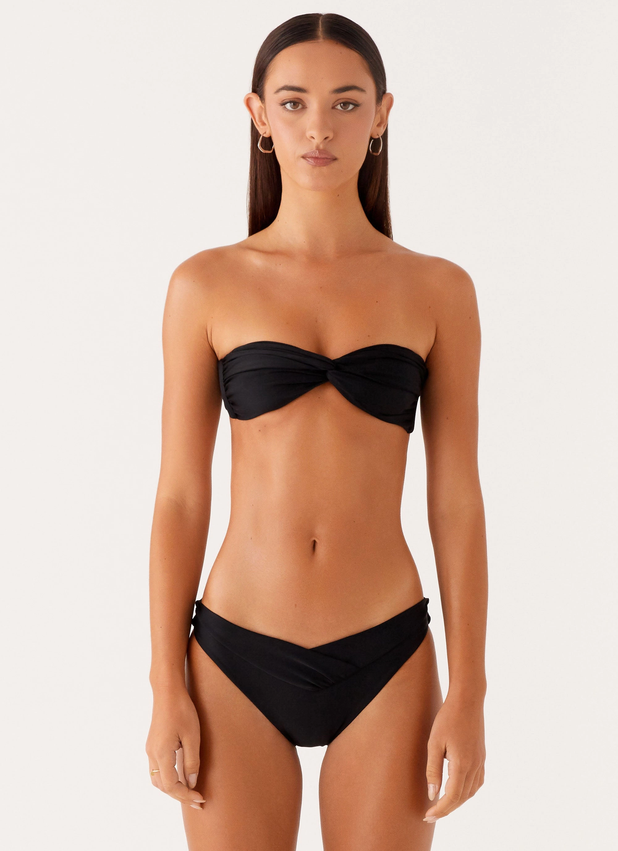 Delta Bandeau Bikini Top - Black Stretchable Fit Beach Comfort