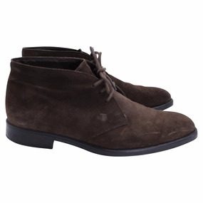Tod's Lace-Up Boots in Brown Suede Interview Attire