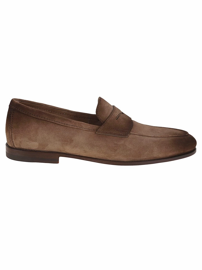 Suede Moccasins With Tapered Shape And Rubber Sole Minimal Design All Daywear