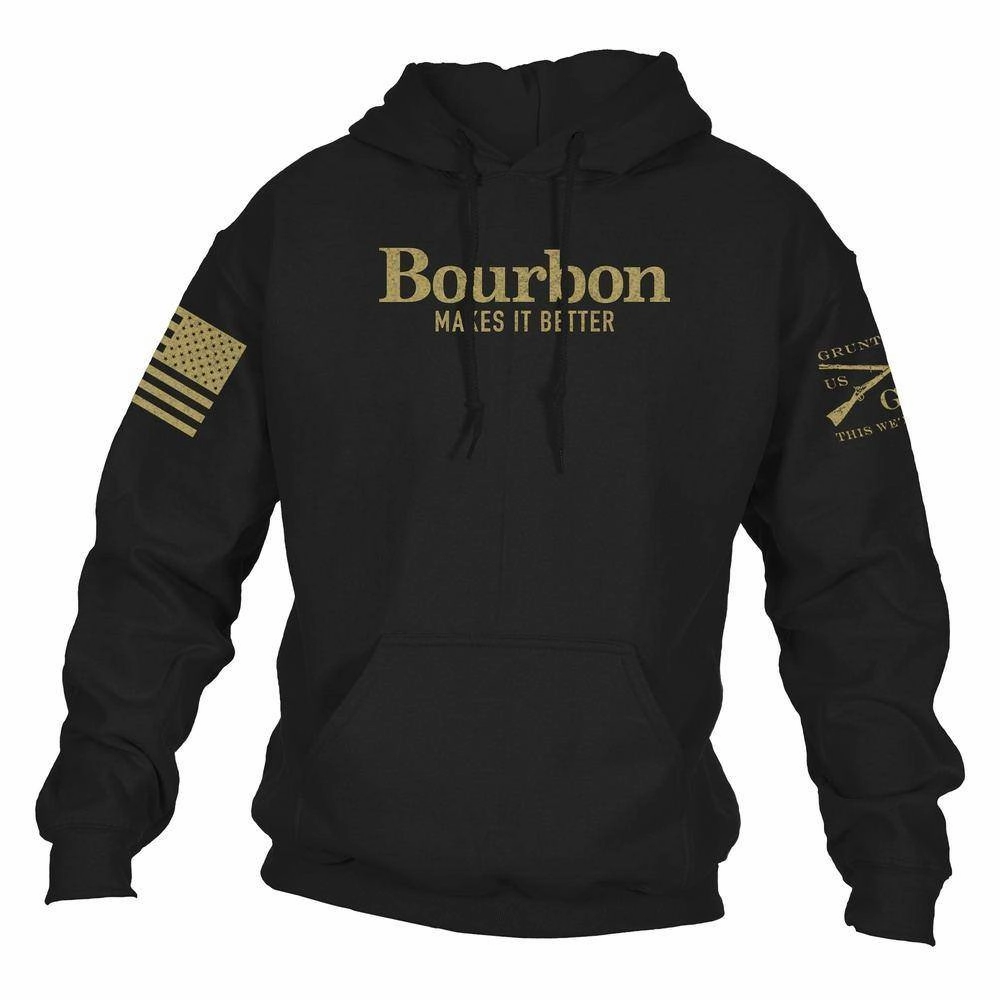 Bourbon Makes It Better Hoodie - Black Customer Favorite Comfy Shape
