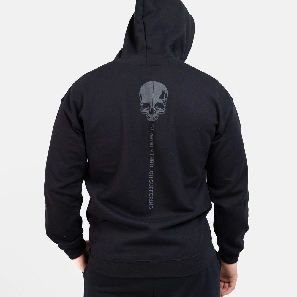 Strength Through Suffering Full-Zip Hoodie - Black Yacht club style Relaxed Wear Fit