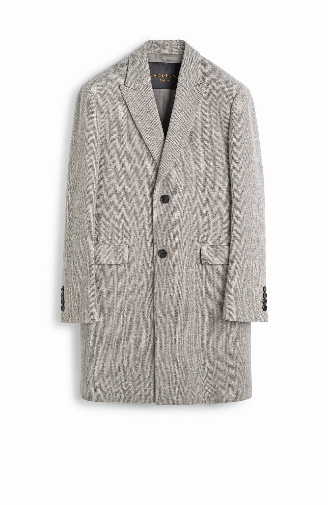 SUTTON STONE HERRINGBONE WOOL & CASHMERE TOPCOAT Basic Layers Tear Resistant Weave