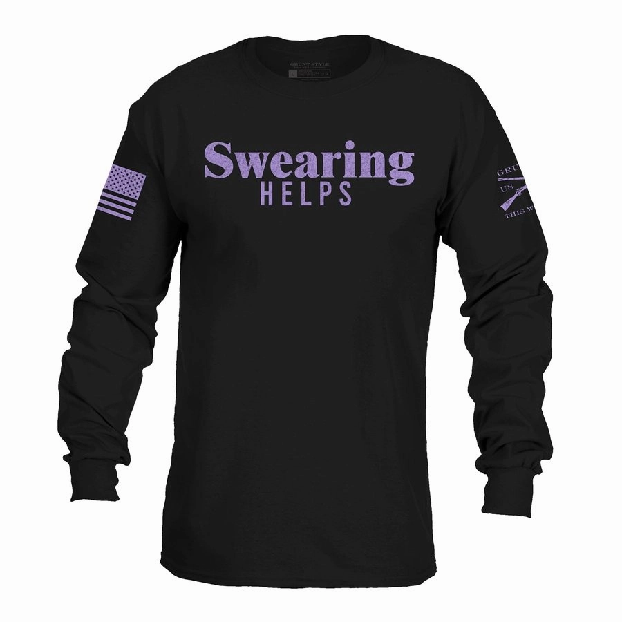 lake swimming Comfy Design Fit Swearing Helps Long Sleeve - Black