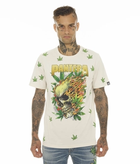 Smooth Finish Quick Comfort T-SHIRT SHORT SLEEVE CREW NECK TEE "PANTERA 420" IN CREAM