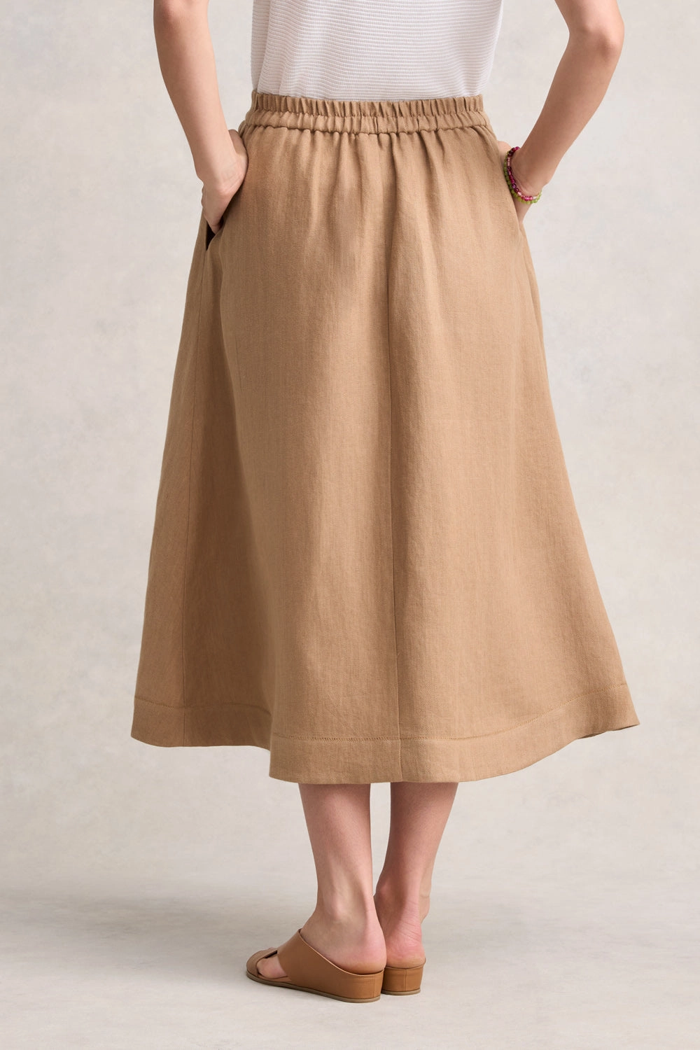 Twill Linen Midi Skirt - Camel Twill Daily Essential