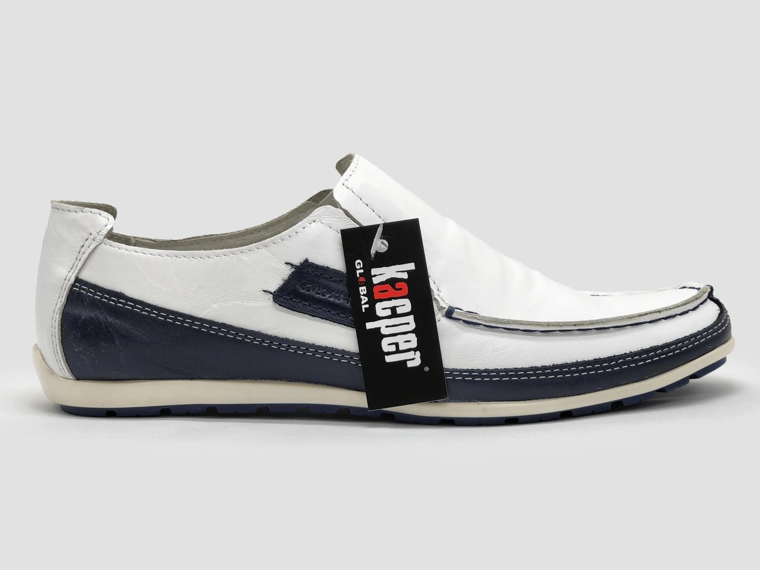 Way Power Men's Dockside Slip-On Leather Boat Shoes In White