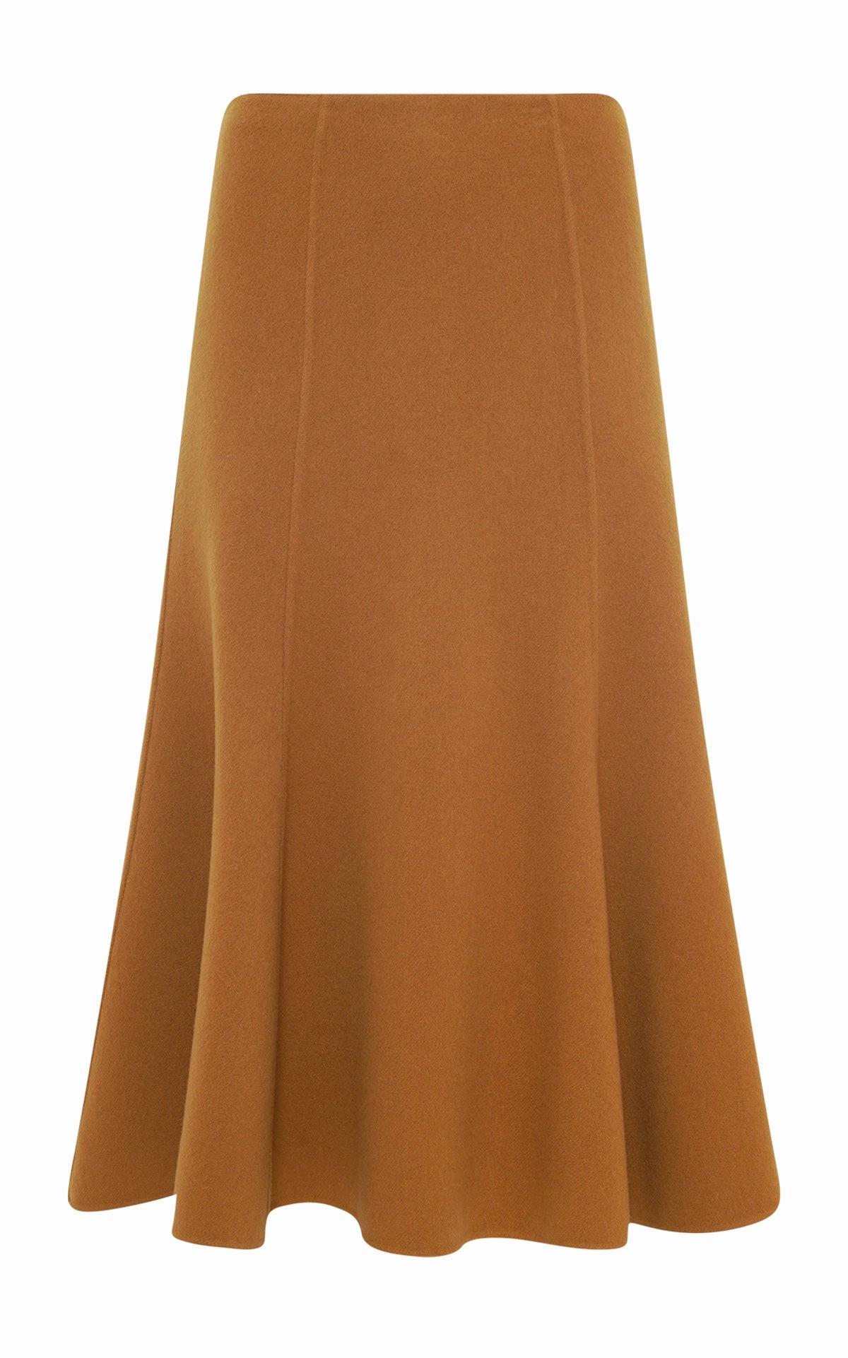 Sleek Layer Patterson Midi Skirt in Yellow Ochre Double-Face Recycled Cashmere