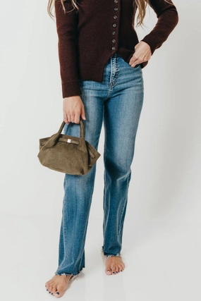 Elegant Bold Look TC High Rise Wide Leg Raw Cut Hem Jeans in Dark