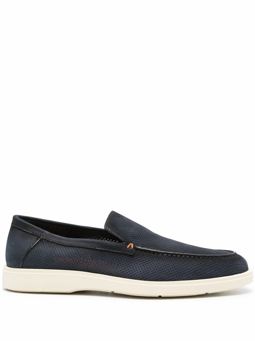 Quick Wear Textured Cow Leather Loafers With Rubber Sole