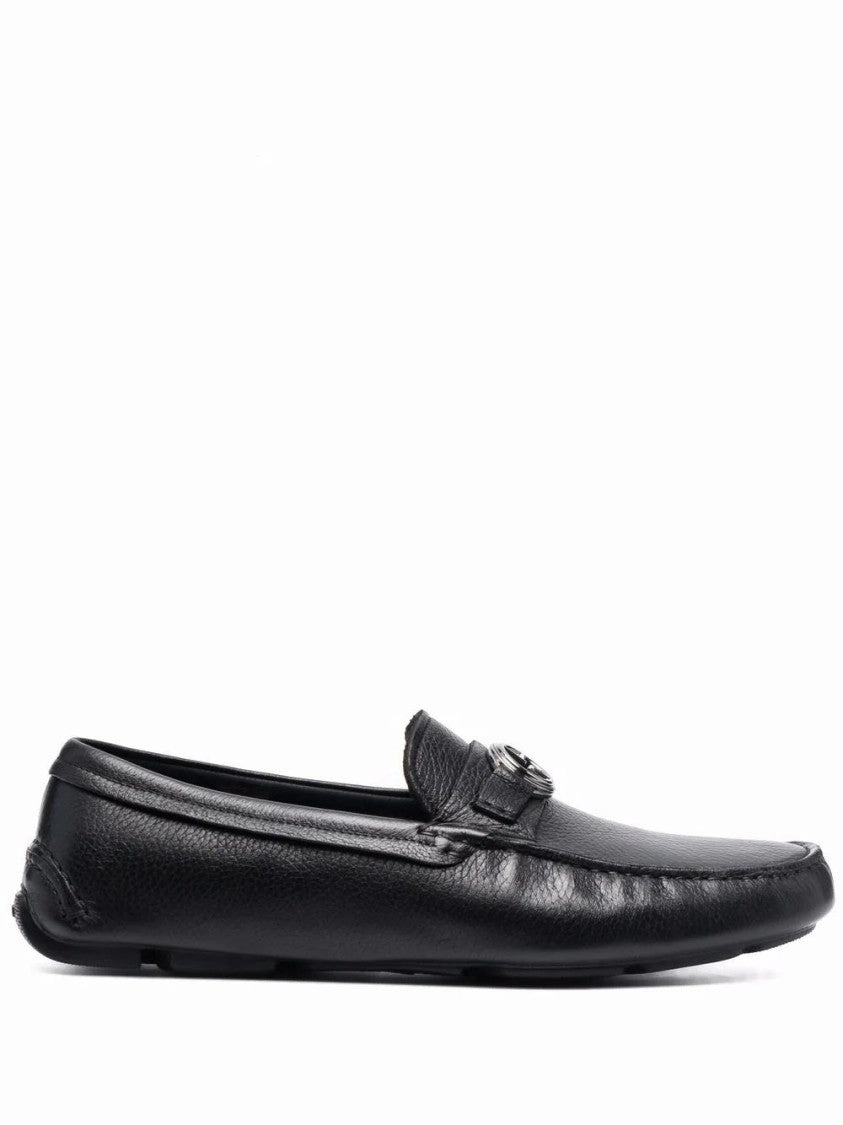 Textured Leather Black Driver Loafers Urban Dash