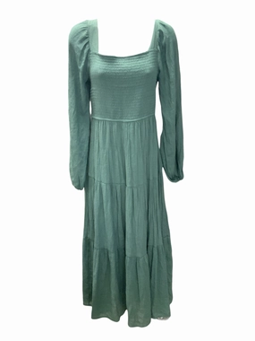 August Sky Women's Maxi Dress Green S Organic-Fabric Sophisticated Waist