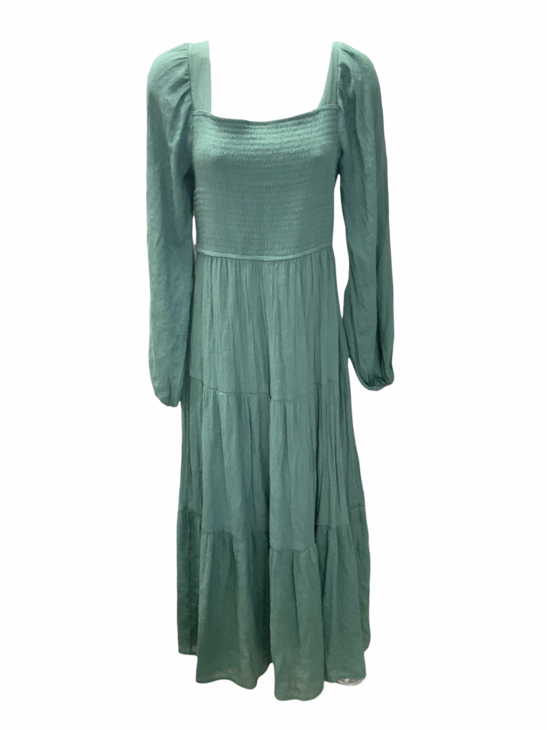 August Sky Women's Maxi Dress Green S Organic-Fabric Sophisticated Waist