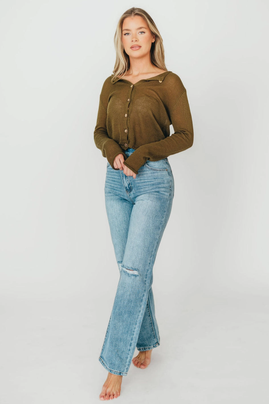 Anytime Fit Moisture Wicking Inner Layer Tiffany 90s High-Rise Crisscross Waist Straight Jeans in Light Wash