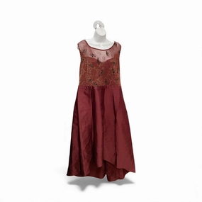 NWT Candalite Women's Gown Wine 1X Pleat-Front Contemporary Waist