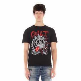 Formal Occasion Cult's Short Sleeve Crew Neck Tee "Zany Face" in Black
