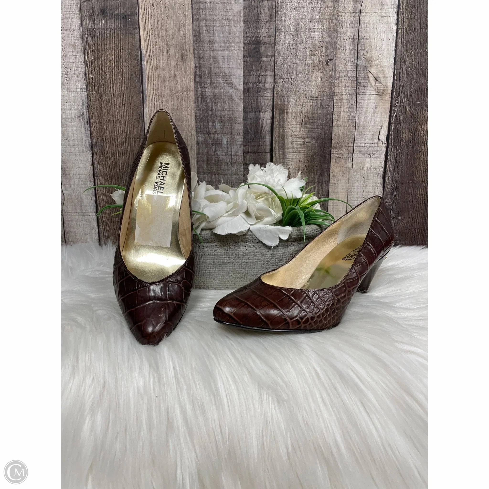 Sleek Pumps Shoes Heels Block By Michael By Michael Kors In Brown, Size: 6
