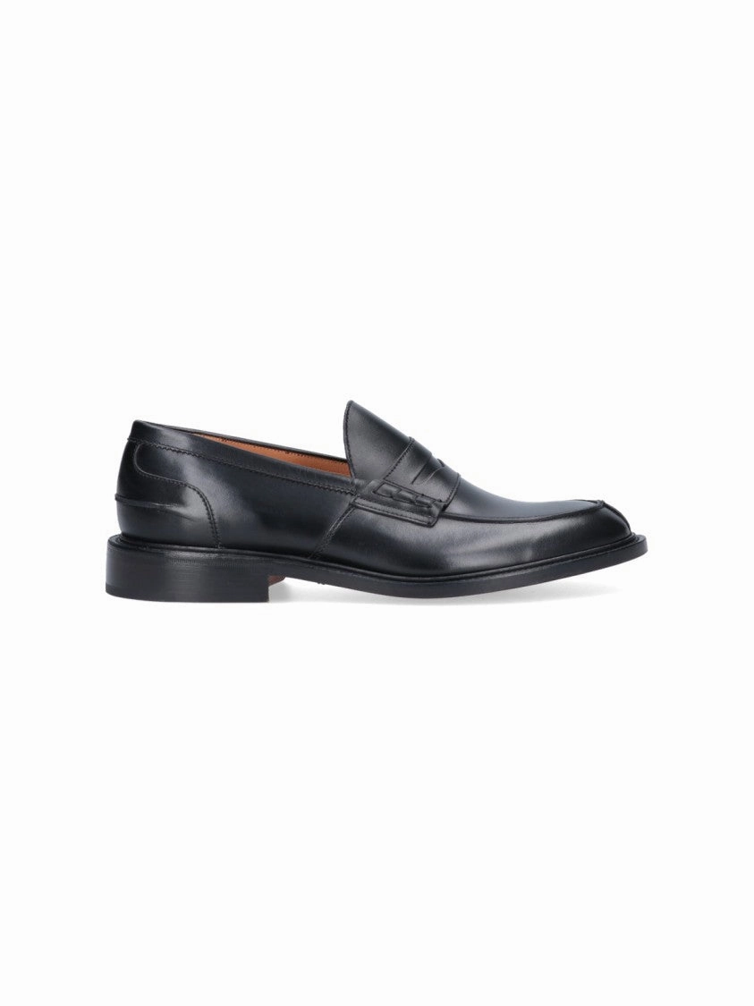 James Black Leather Loafers Winter Warm Easy Wear