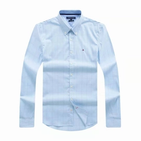 Tommy Hilfiger long sleeve men check pattern shirt Creative Professional Chill Layer