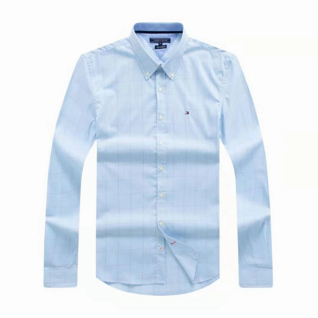 Tommy Hilfiger long sleeve men check pattern shirt Versatile Fit Minimalist Design