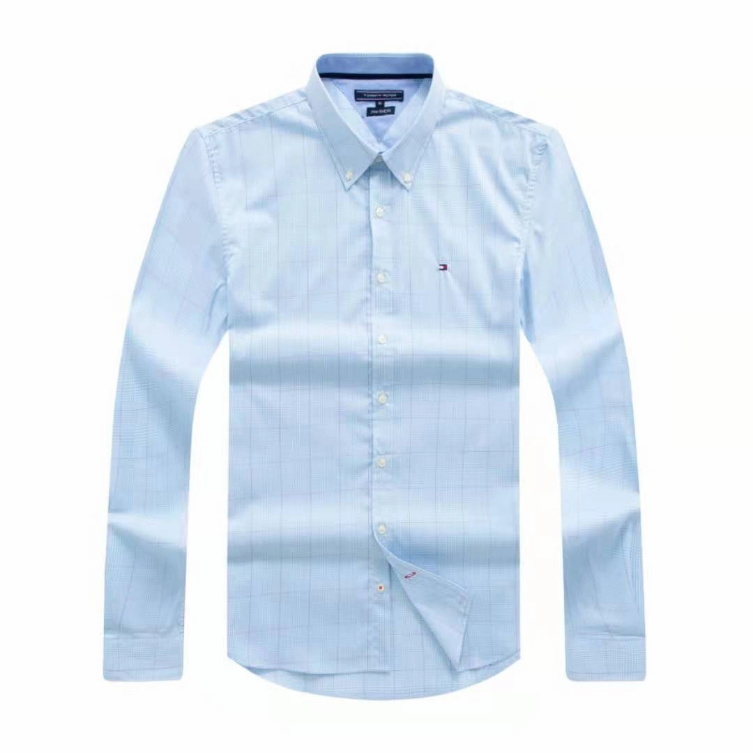 Tommy Hilfiger long sleeve men check pattern shirt Tagless Design Anti Pill Technology