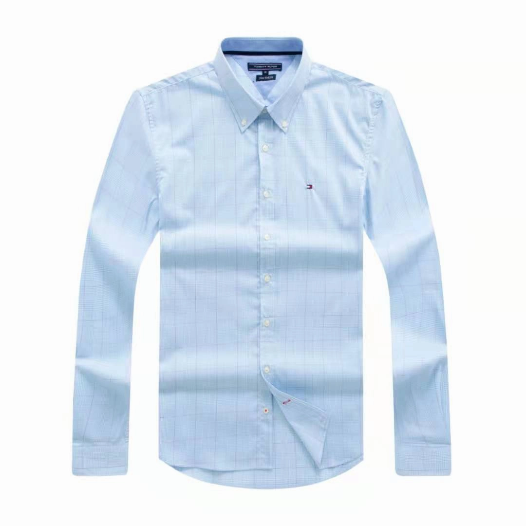 Tommy Hilfiger long sleeve men check pattern shirt Creative Professional Chill Layer