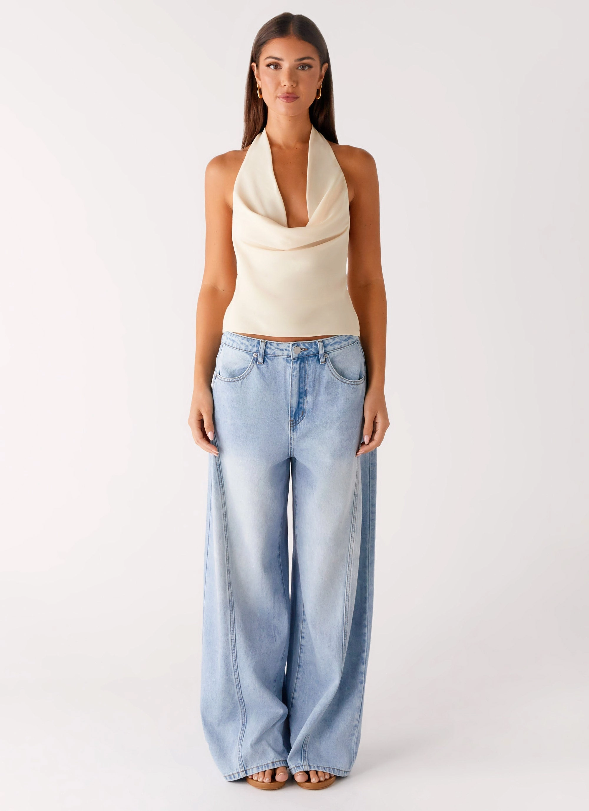 Stretch Free Fit Timeless Wide Leg Jeans - Bleached Blue
