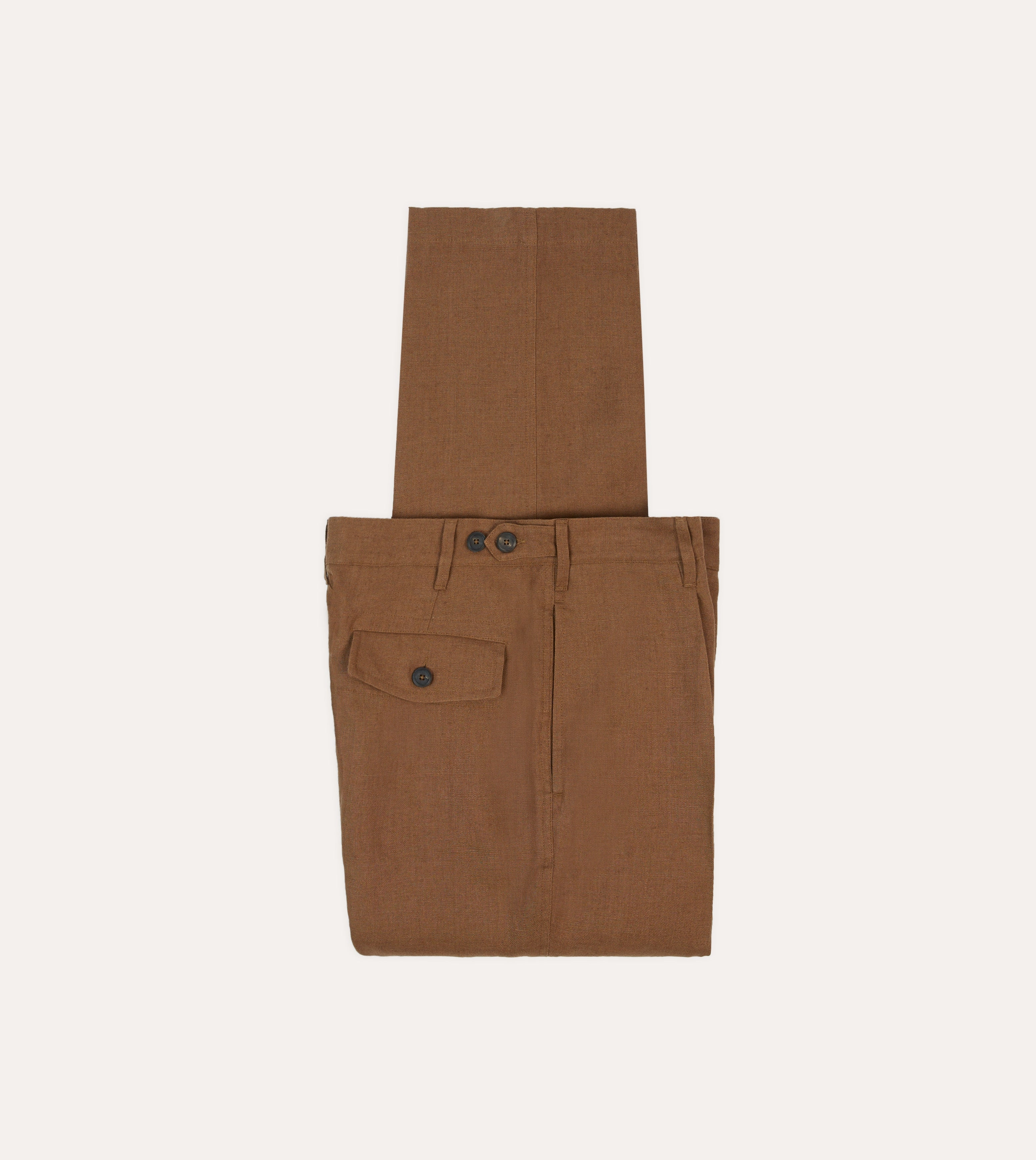 Tailored Silhouette Tagless label Tobacco Antique Linen Games Trousers