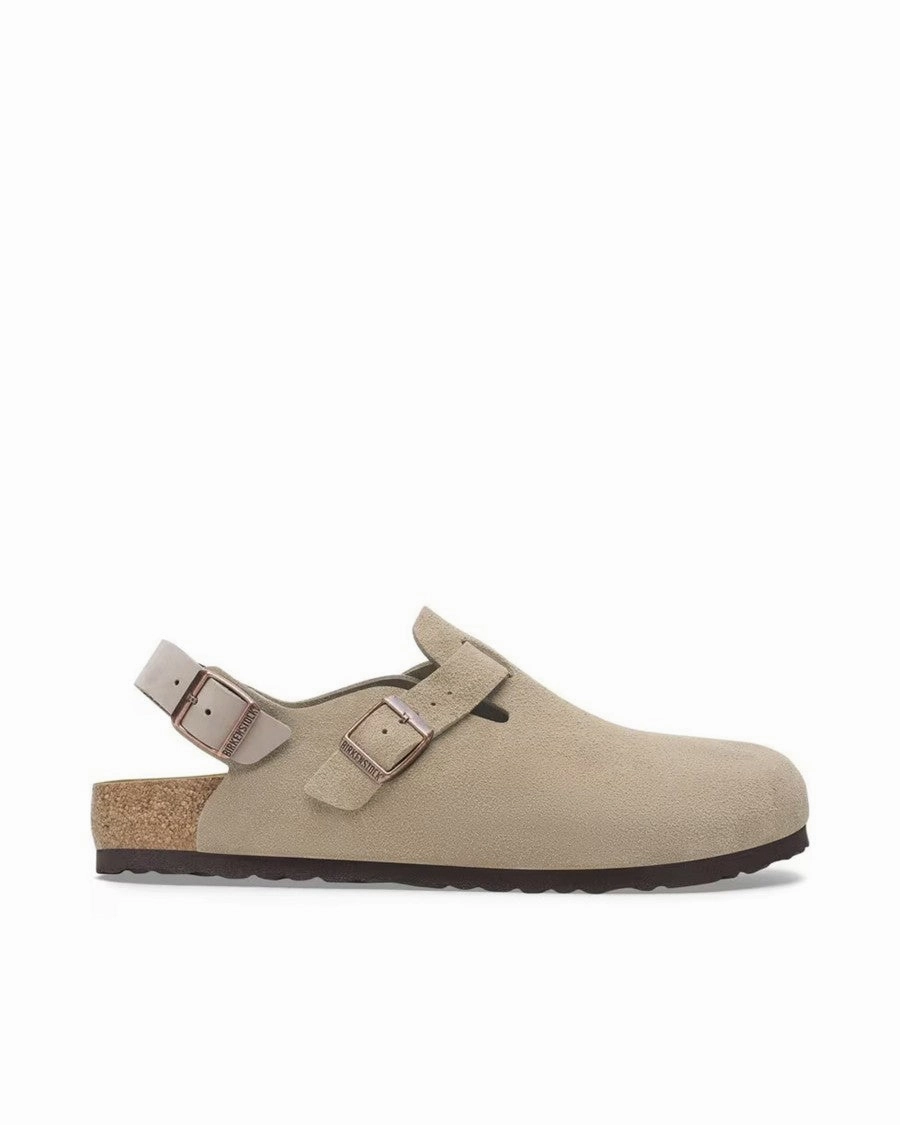 Arch Fit Tokio Taupe Suede Leather Slides