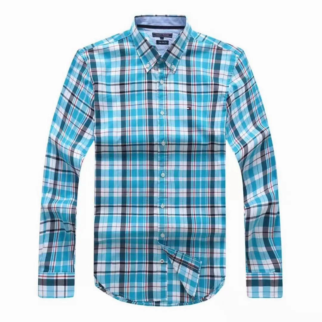 Tommy Hilfiger Blue Check Long Sleeve Shirt Cozy Fit