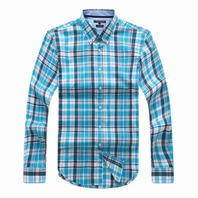 Tommy Hilfiger Blue Check Long Sleeve Shirt Cozy Fit